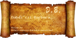 Dabóczi Barbara névjegykártya